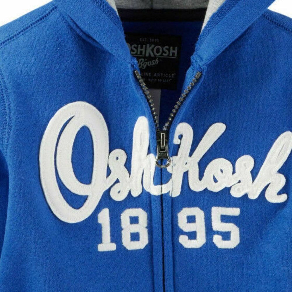 NWT Oshkosh B'gosh Toddler Boys Cardigan Hoodie Jacket Blue Jersey-Lined… - Picture 2 of 4